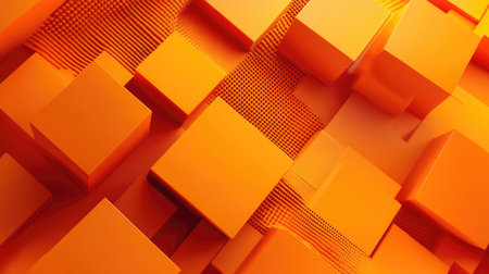 Abstract 3D orange background with geometric patterns and subtle textures, ideal for modern and stylish designs.の素材