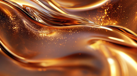 Abstract 3D brown background with fluid, wave-like patterns and a warm glow.の素材