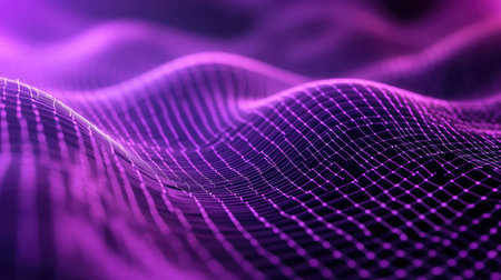 Modern 3D purple background with grid-like patterns and subtle light effects.の素材