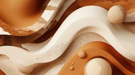 Organic 3D brown background with natural shapes and a warm, earthy feel.の素材