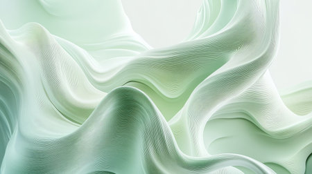 Organic 3D light green background with flowing lines and natural hues, creating a harmonious and balanced effect.の素材