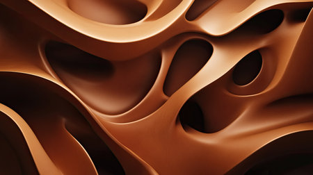 Organic 3D brown background with natural shapes and a warm, earthy feel.の素材