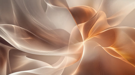 Organic 3D brown background with flowing, natural shapes and a soft glow.の素材