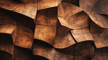 Warm, rustic 3D brown background with wood-like textures and natural lighting.の素材