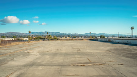 Expansive cement yard, perfect for hosting events, sports, or industrial activities. A versatile, open area.の素材