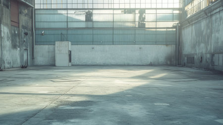Empty cement yard with ample space, ideal for various outdoor activities or industrial use. A versatile area.の素材