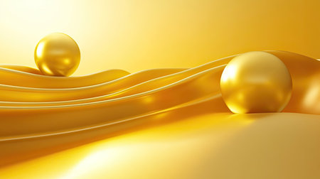 Modern 3D golden yellow background with sleek surfaces and minimalist elements, perfect for contemporary and stylish visuals.の素材