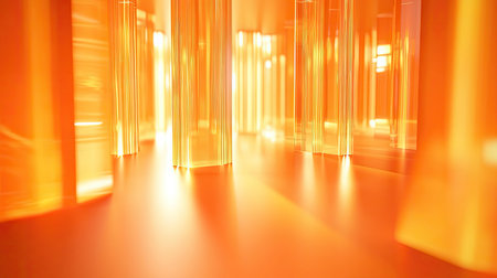 Radiant 3D orange background with glowing hues and gentle lighting, creating a warm and inviting effect.の素材