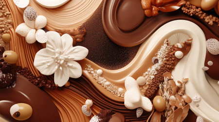 Organic 3D brown background with natural shapes and a warm, earthy feel.の素材