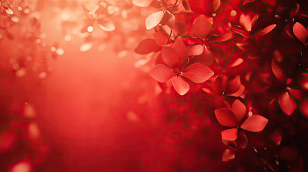 Romantic 3D red background with soft textures and warm lighting, creating a dreamy and enchanting atmosphere.の素材