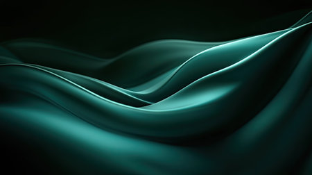 Serene 3D dark green background with soft curves and gentle lighting, creating a peaceful and calming atmosphere.の素材