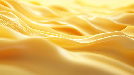 Serene 3D golden yellow background with gentle waves and soft transitions, creating a peaceful and relaxing atmosphere.の素材