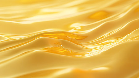 Serene 3D golden yellow background with gentle waves and calm tones, creating a peaceful and relaxing atmosphere.の素材