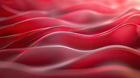 Serene 3D red background with soft waves and gentle lighting, creating a peaceful and relaxing effect.の素材