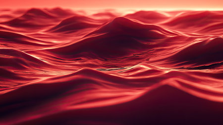 Serene 3D red background with gentle waves and soft lighting, perfect for creating a peaceful and calming effect.の素材