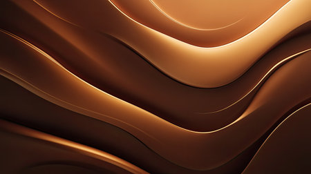 Smooth 3D brown background with gentle, undulating waves and a soft glow.の素材