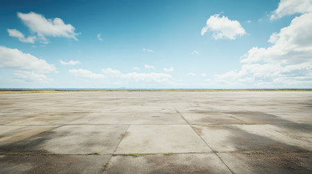 Spacious cement yard with a clear horizon, suitable for various outdoor activities or industrial use.の素材