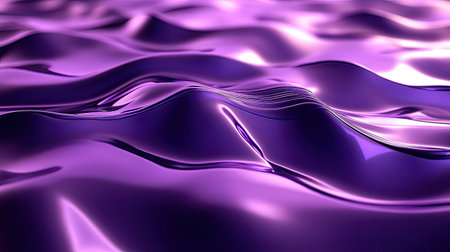 Smooth 3D purple background with subtle wave patterns and reflective highlights.の素材