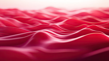 Serene 3D red background with soft waves and gentle lighting, creating a peaceful and relaxing effect.の素材