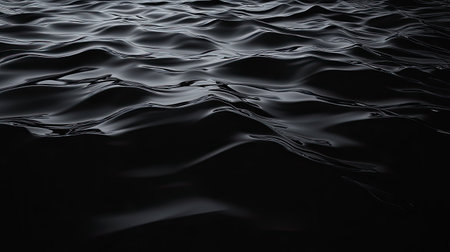 Smooth 3D black background with gentle waves and subtle lighting, creating a calm and serene atmosphere.の素材