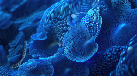 Textured 3D blue background with intricate details and soft shadows, creating a rich and immersive effect.の素材