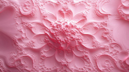 Textured 3D pink background with intricate patterns and soft shadows, perfect for rich and detailed designs.の素材