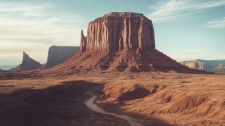 Detailed close-up of the iconic buttes in Monument Valley, showcasing the unique erosion patterns and vivid red sandstone that define the Arizona-Utah landscape.の素材