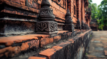 Close-up perspective of the red bricks at Thapae Gate, Chiang Mai, capturing the timeless appeal and historical essence.の素材