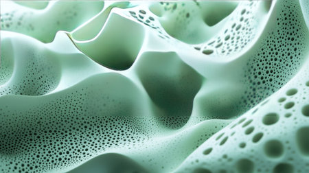 Textured 3D light green background with intricate patterns and soft shadows, perfect for rich and immersive visuals.の素材