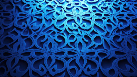 Textured 3D blue background with intricate patterns and subtle shadows, suitable for rich and immersive visuals.の素材