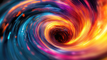 A dynamic and abstract image of a stock market graph, with swirling lines and vibrant colors, representing the unpredictable nature of the market.の素材