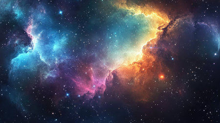 A breathtaking panorama of deep space, filled with countless stars and vibrant nebulae.の素材
