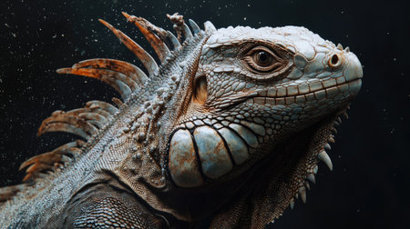 An iguana shedding its skin, its old skin peeling away to reveal a fresh new layer.の素材
