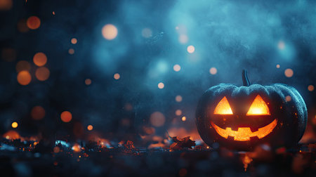 Eerie Halloween illustration with blurred spooky background, featuring bokeh lights and dark shadows. Ideal for banners, posters, and greeting cards for Halloween celebrations.の素材