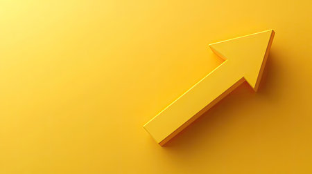 A single bold 3D arrow pointing upward, illustrating positive momentum in business and profit gains. Clean layout with open space for text or logos.の素材