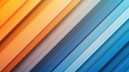 Abstract diagonal lines with smooth gradient transition. Blue and orange hues blend seamlessly, creating a colorful and modern design.の素材