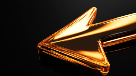 An upward-pointing 3D arrow with a glossy finish, symbolizing business momentum and profit growth. Copy space available for branding or text.の素材