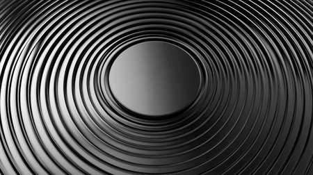This image features an abstract design of black circular waves on a smooth surface, creating a modern and elegant visual effect ideal for various creative projects.の素材