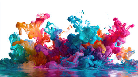 This stunning image captures vibrant ink splashes creating an artistic abstract background. Perfect for design projects, it radiates creativity and color beauty.の素材