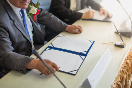 Business man signing a contract. space of paper for you edit.の写真素材