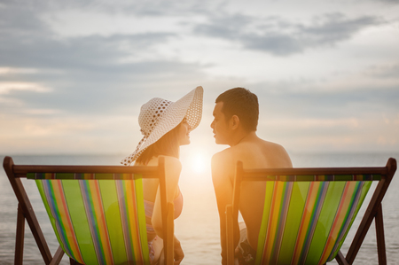 Happy Romantic Enjoying at the Beach.の写真素材