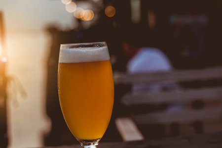 relaxing with beerの写真素材