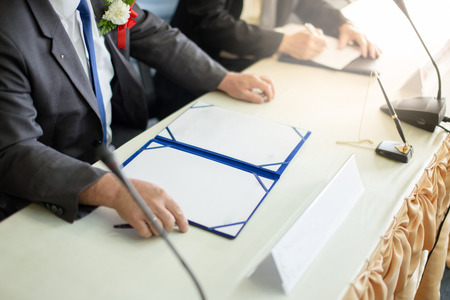 Business man signing a contract. space of paper for you edit.の写真素材