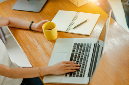 beautiful women owner business woman work at home for online shopping .online business conceptの写真素材