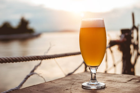 relaxing with beerの写真素材