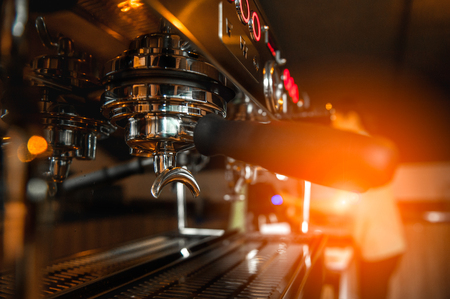 Professional coffee machine in a cafeの写真素材