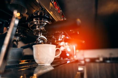 Professional coffee machine in a cafeの写真素材