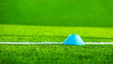 Soccer field with training materials horizontal.training soccer field.の写真素材