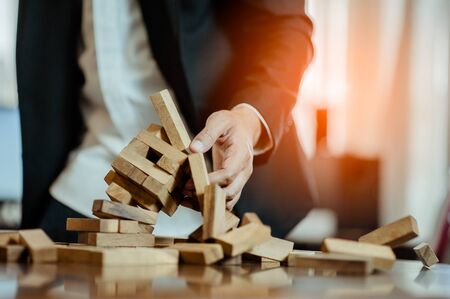 Fails Building Tower, Concept For Challenge And Fail In Businessの写真素材