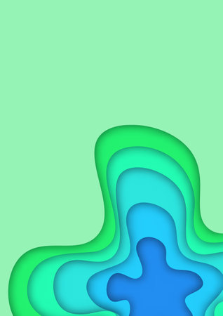 Abstract paper cut waves covers. Vertical banners, brochures, posters, template. Simple realistic design. Beautiful background. Flat style vector eps10 illustration. Green color.のイラスト素材